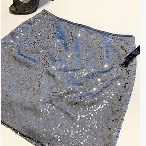 NWT Alex Marie Britt Skirt Silver Sequin Size 10